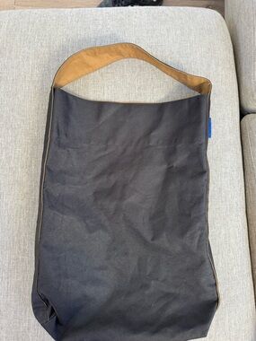 Men's Black Messenger Bag with Tan Trim - Minimal Canvas Carryall